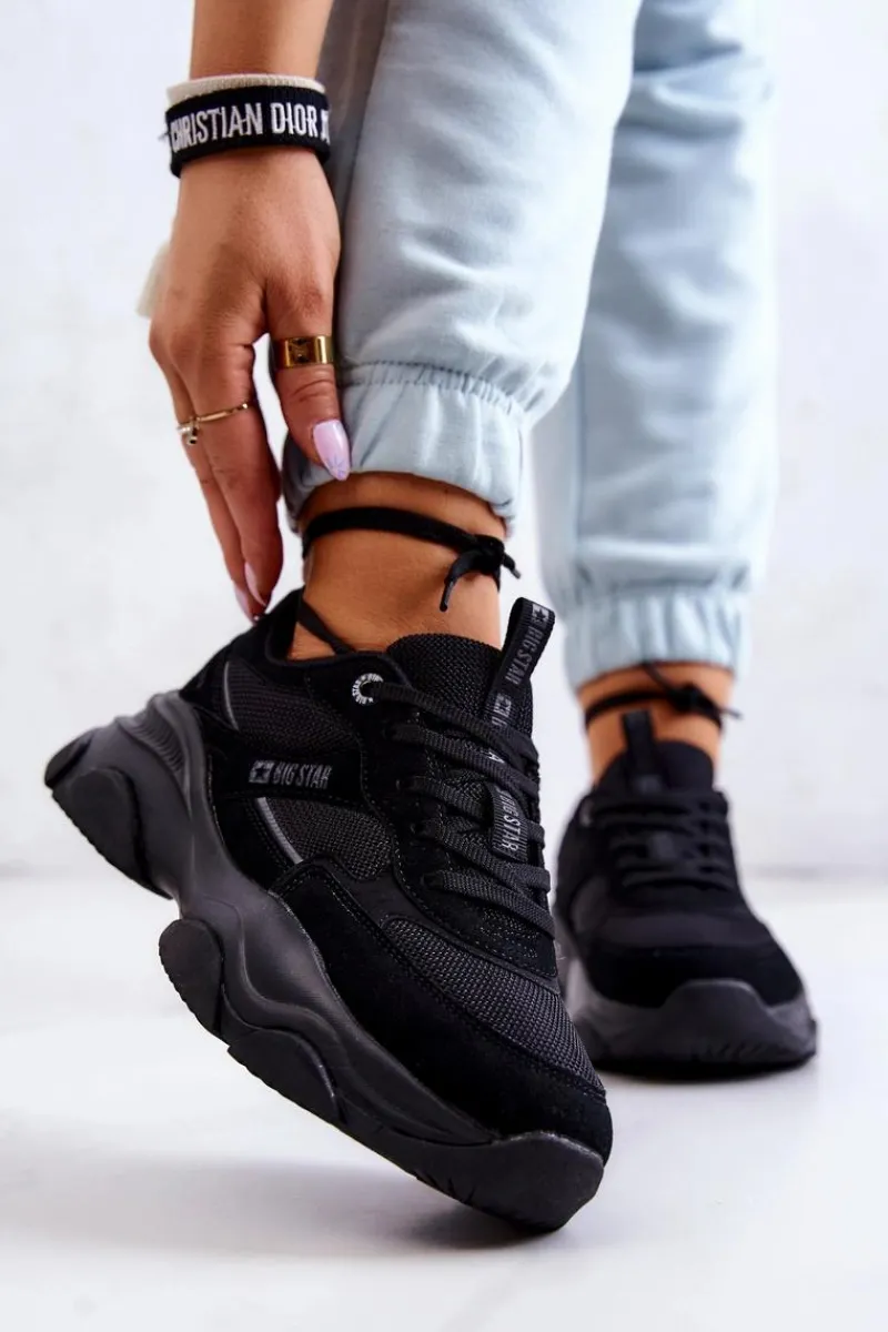 New Damskie Sneakersy Buty Sportowe Big Star JJ274578 Czarne Damskie Buty Sportowe Big Star