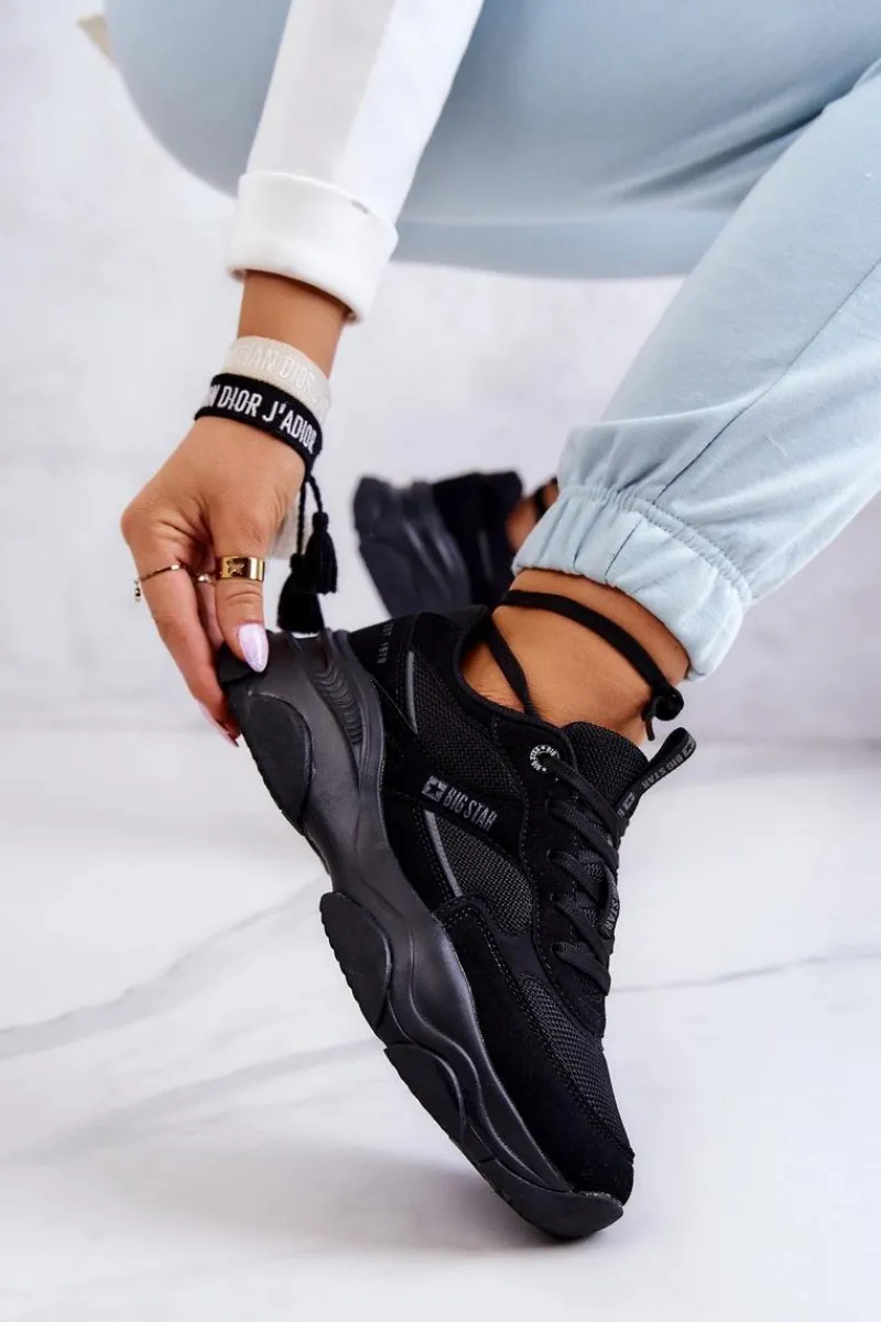 New Damskie Sneakersy Buty Sportowe Big Star JJ274578 Czarne Damskie Buty Sportowe Big Star