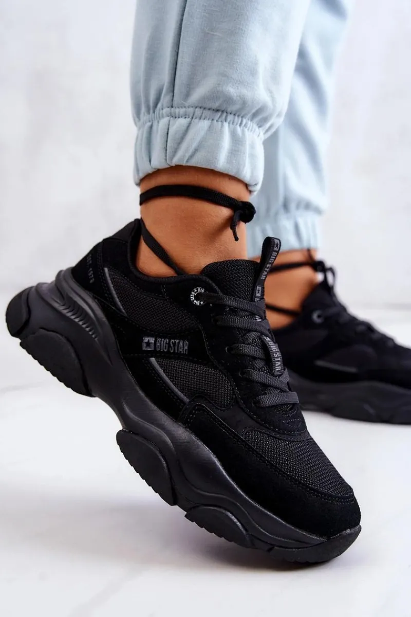 New Damskie Sneakersy Buty Sportowe Big Star JJ274578 Czarne Damskie Buty Sportowe Big Star