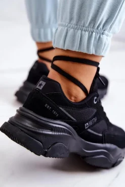 New Damskie Sneakersy Buty Sportowe Big Star JJ274578 Czarne Damskie Buty Sportowe Big Star