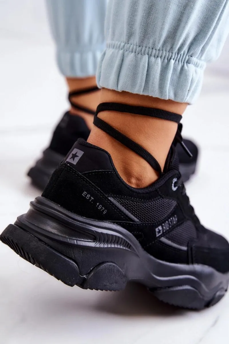 New Damskie Sneakersy Buty Sportowe Big Star JJ274578 Czarne Damskie Buty Sportowe Big Star