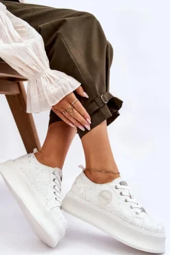 New Damskie Sneakersy Buty Sportowe JJ2N4126 Białe Damskie Sneakersy Damskie