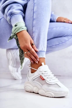 Sneakersy Damskie>Boto Damskie Sneakersy Buty Sportowe Z Siateczką Białe Sallis