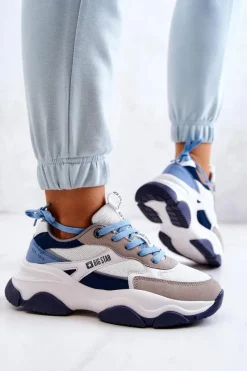 Buty Sportowe Big Star></noscript>Big Star Shoes Damskie Sneakersy Buty Sportowe Big Star JJ274580 Biało-Niebieskie