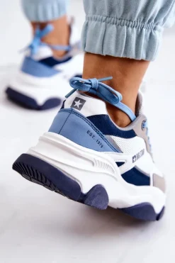 Buty Sportowe Big Star></noscript>Big Star Shoes Damskie Sneakersy Buty Sportowe Big Star JJ274580 Biało-Niebieskie