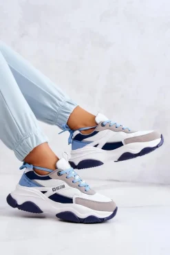 Buty Sportowe Big Star></noscript>Big Star Shoes Damskie Sneakersy Buty Sportowe Big Star JJ274580 Biało-Niebieskie