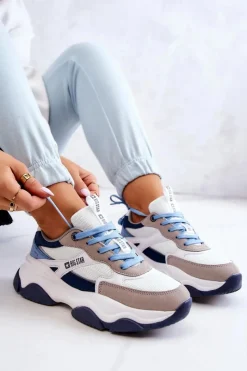 Buty Sportowe Big Star></noscript>Big Star Shoes Damskie Sneakersy Buty Sportowe Big Star JJ274580 Biało-Niebieskie