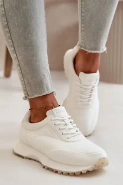 Sale Big Star Shoes Damskie Sneakersy Buty Sportowe Z Eko Skóry Big Star OO274023 Hi-Poly System Białe