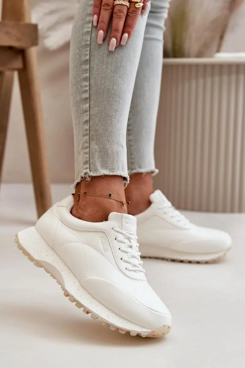 Sale Big Star Shoes Damskie Sneakersy Buty Sportowe Z Eko Skóry Big Star OO274023 Hi-Poly System Białe