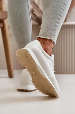 Sale Big Star Shoes Damskie Sneakersy Buty Sportowe Z Eko Skóry Big Star OO274023 Hi-Poly System Białe