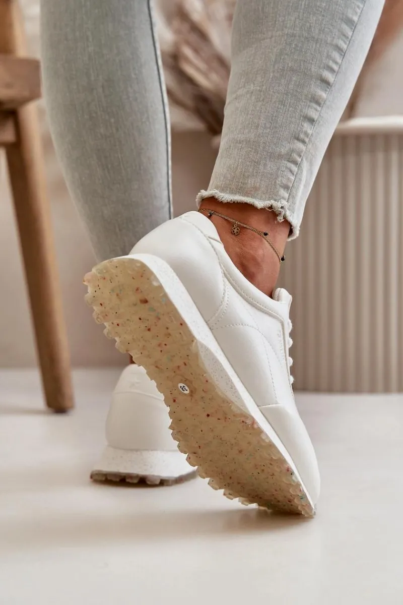 Sale Big Star Shoes Damskie Sneakersy Buty Sportowe Z Eko Skóry Big Star OO274023 Hi-Poly System Białe