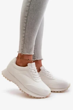 Sale Big Star Shoes Damskie Sneakersy Buty Sportowe Z Eko Skóry Big Star OO274023 Hi-Poly System Białe