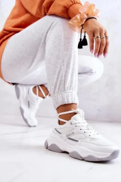 Damskie Sneakersy Buty Sportowe Big Star JJ274579 Białe Damskie Buty Sportowe Big Star