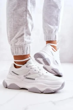 Damskie Sneakersy Buty Sportowe Big Star JJ274579 Białe Damskie Buty Sportowe Big Star