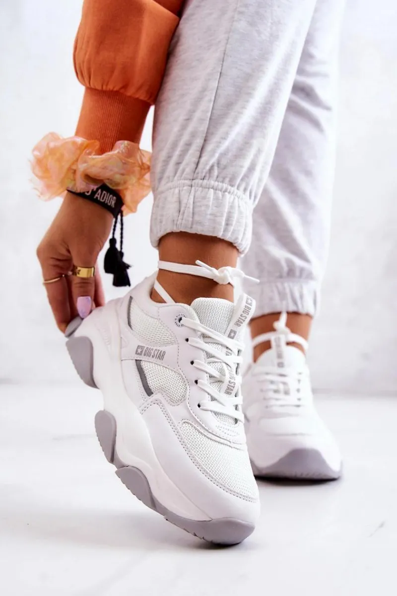 Damskie Sneakersy Buty Sportowe Big Star JJ274579 Białe Damskie Buty Sportowe Big Star