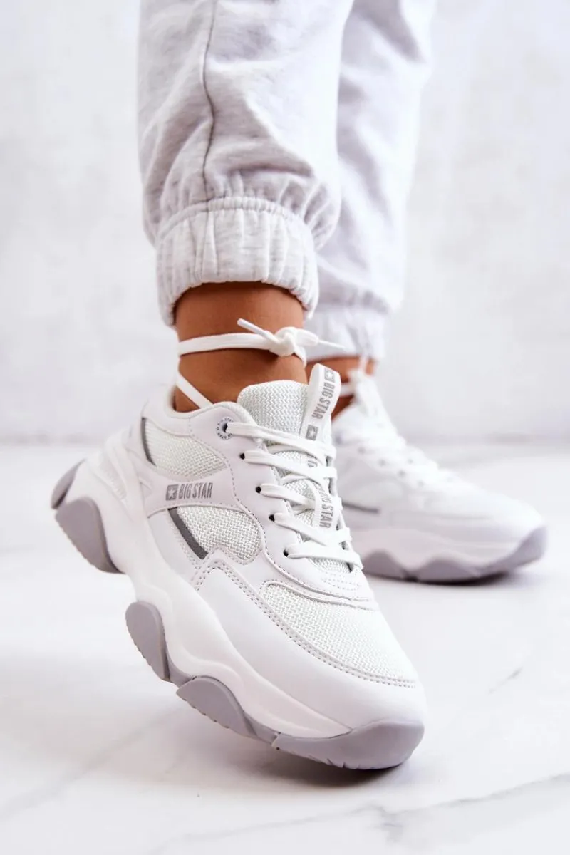 Damskie Sneakersy Buty Sportowe Big Star JJ274579 Białe Damskie Buty Sportowe Big Star
