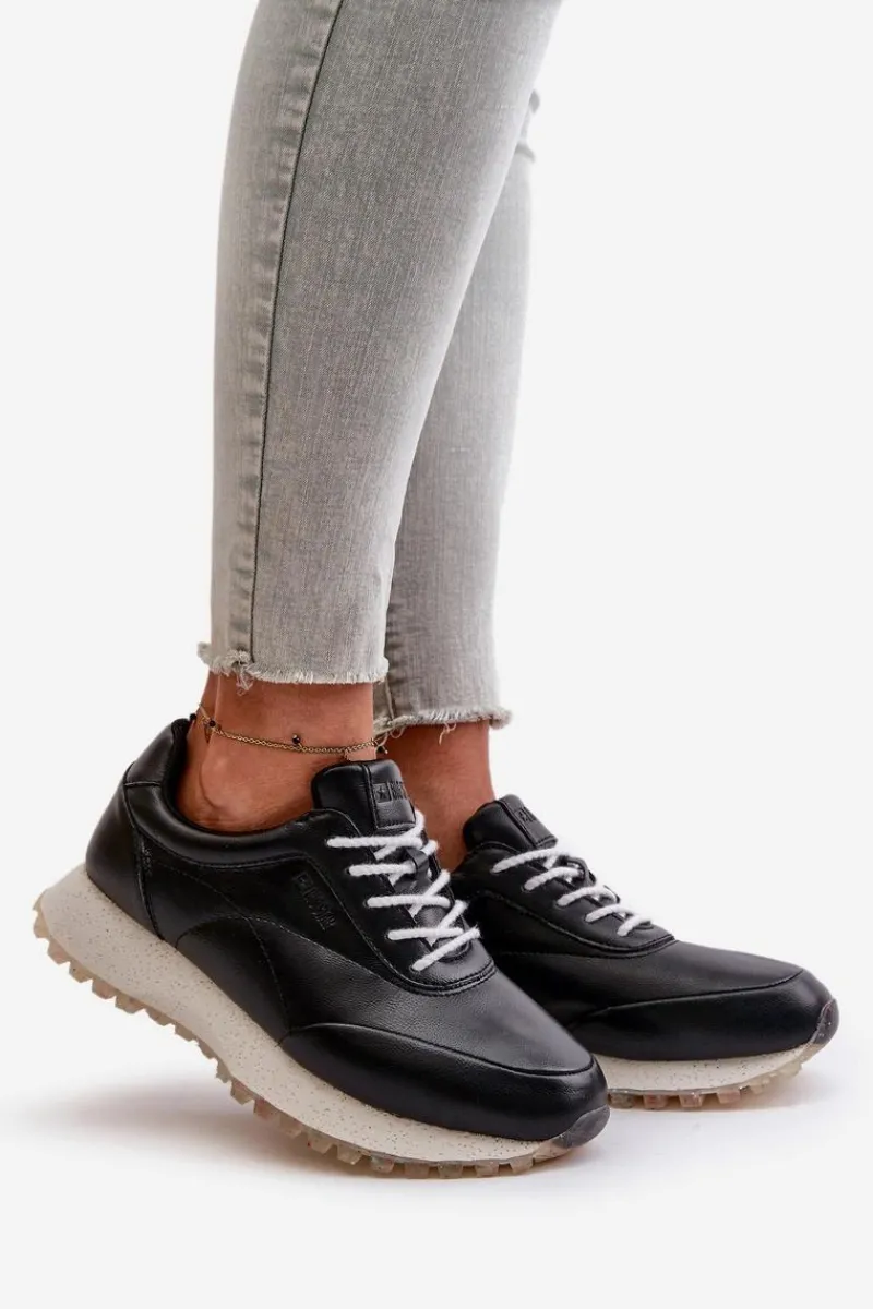 Buty Sportowe Big Star|Sneakersy Damskie>Big Star Shoes Damskie Sneakersy Buty Sportowe Z Eko Skóry Big Star OO274024 Hi-Poly System Czarne Czarny