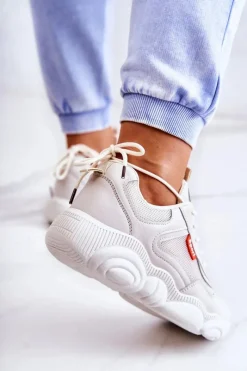 Clearance Boto Damskie Sneakersy Buty Sportowe Z Siateczką Beżowe Sallis