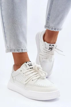 Best Boto Damskie Sneakersy Eko Skórzane Białe Avanalis Biały