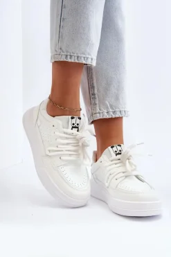 Best Boto Damskie Sneakersy Eko Skórzane Białe Avanalis Biały