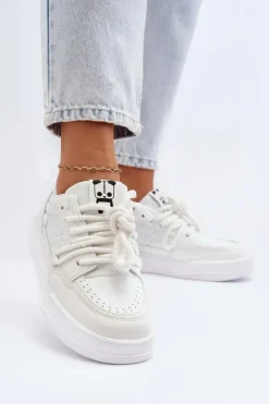 Best Boto Damskie Sneakersy Eko Skórzane Białe Avanalis Biały