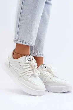 Best Boto Damskie Sneakersy Eko Skórzane Białe Avanalis Biały