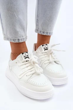 Best Boto Damskie Sneakersy Eko Skórzane Białe Avanalis Biały