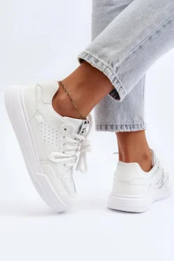 Best Boto Damskie Sneakersy Eko Skórzane Białe Avanalis Biały