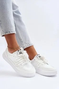 Best Boto Damskie Sneakersy Eko Skórzane Białe Avanalis Biały