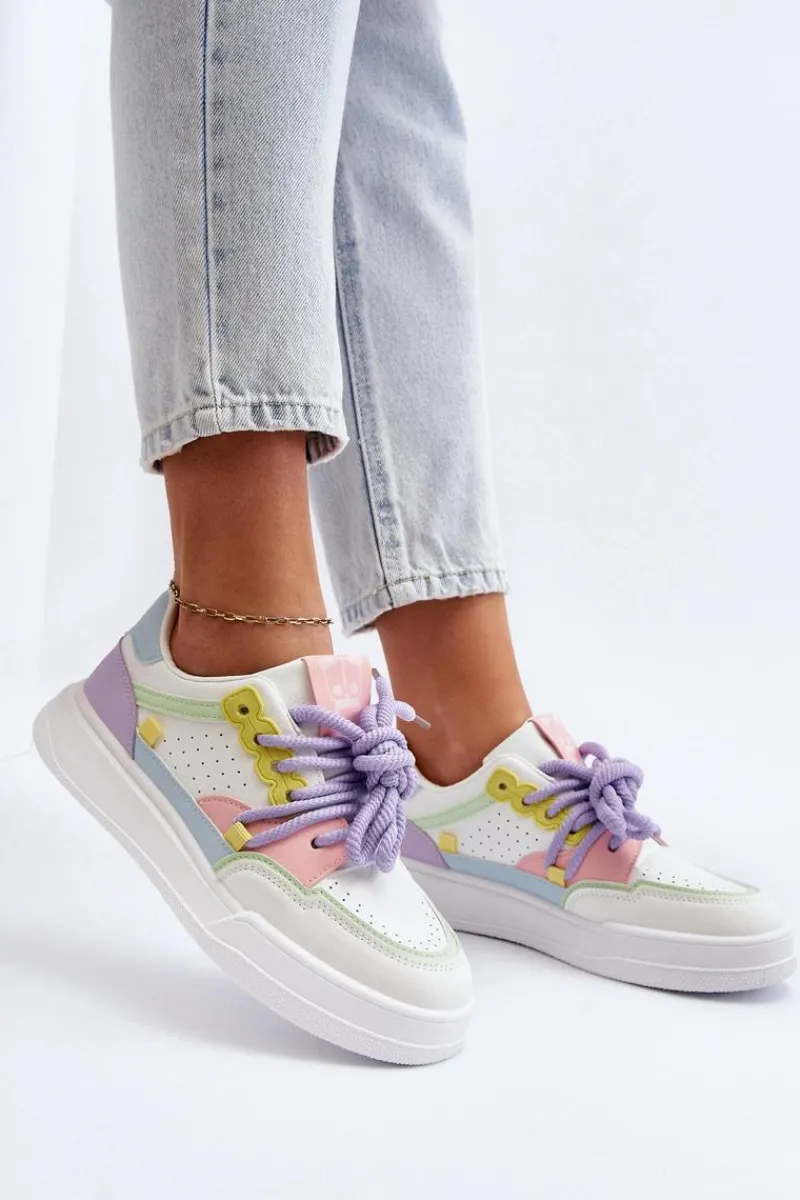 Sale Boto Damskie Sneakersy Eko Skórzane Multikolor Avanalis Wielokolorowy