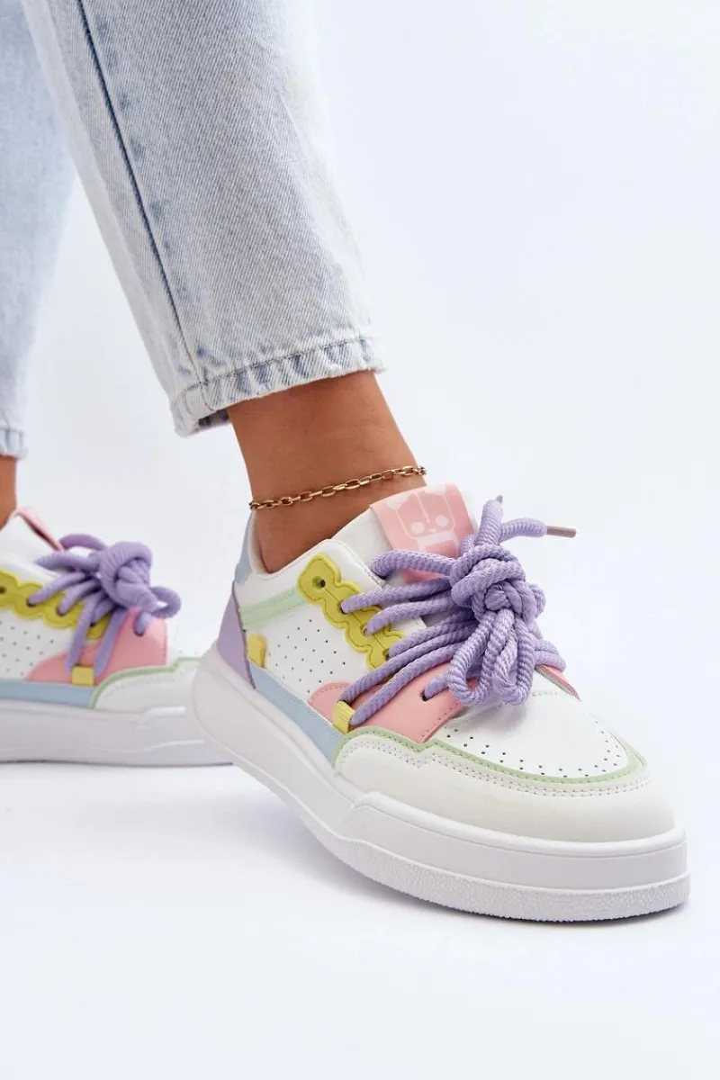 Sale Boto Damskie Sneakersy Eko Skórzane Multikolor Avanalis Wielokolorowy