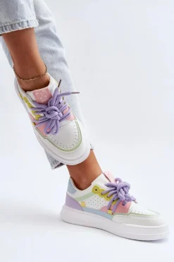 Sale Boto Damskie Sneakersy Eko Skórzane Multikolor Avanalis Wielokolorowy