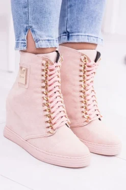 Online Damskie Sneakersy Lu Boo Z Łańcuchami Zamszowe Różowe Monica Damskie Sneakersy Damskie