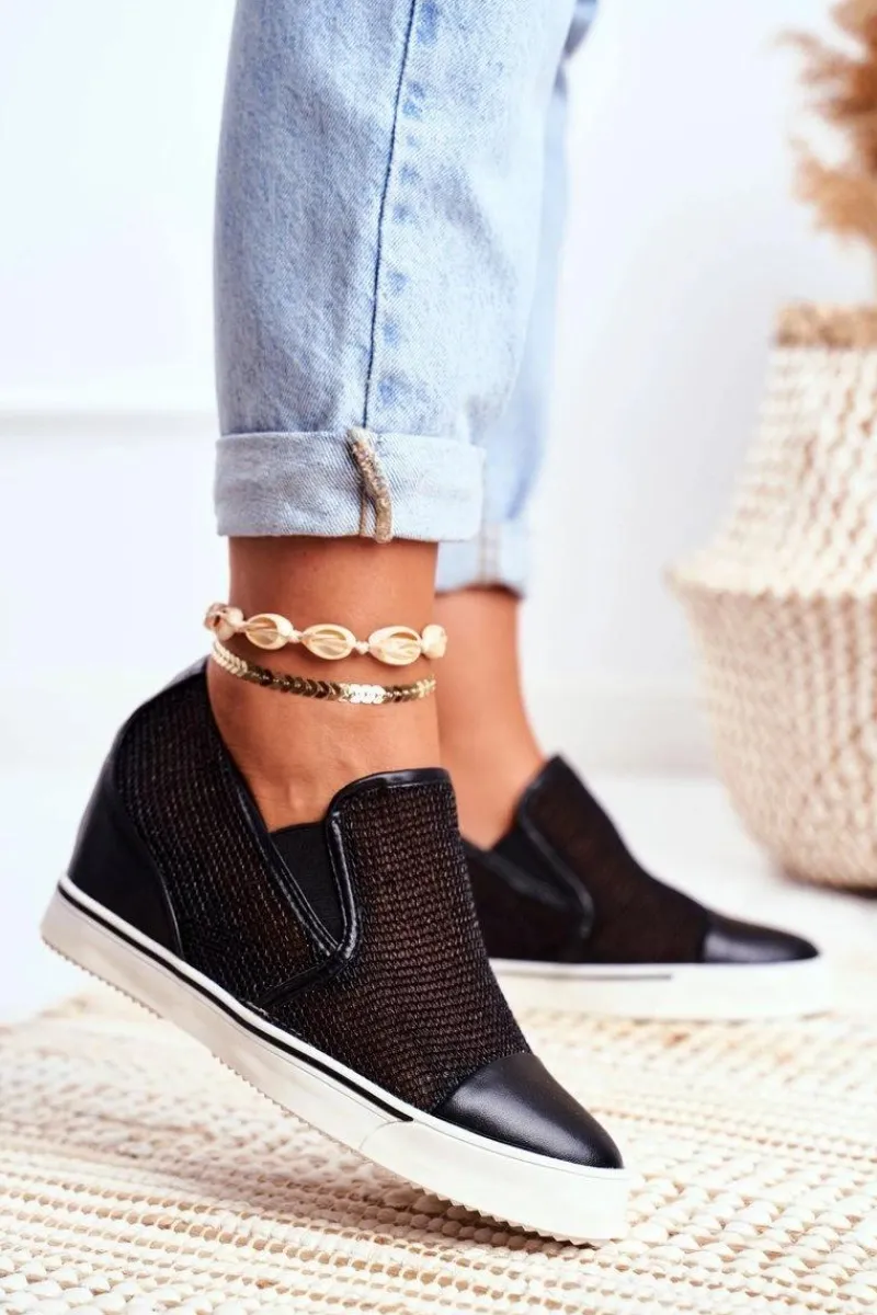 Sneakersy Damskie>Boto Damskie Sneakersy Lu Boo z Siateczką Czarne Morgono