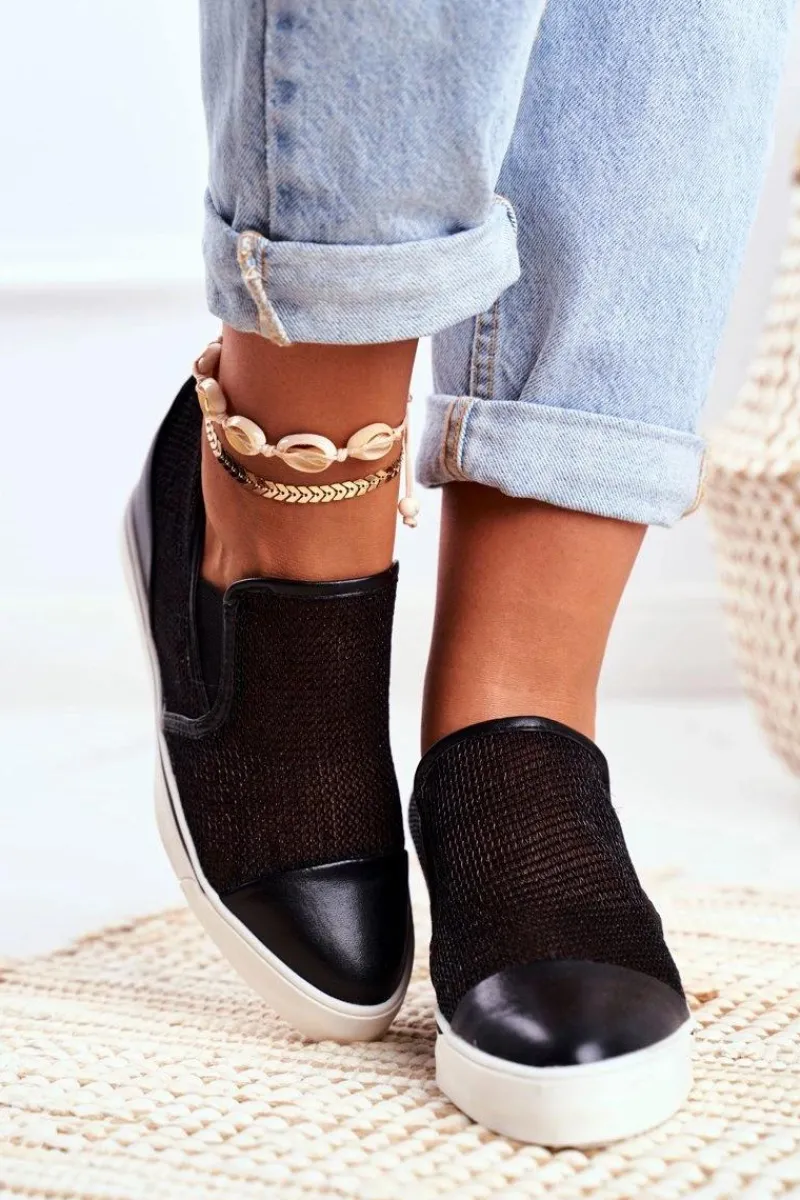 Sneakersy Damskie>Boto Damskie Sneakersy Lu Boo z Siateczką Czarne Morgono