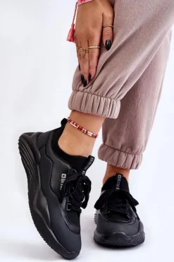 New Damskie Sneakersy Memory Foam System Big Star LL274419 Czarne Damskie Buty Sportowe Big Star|Sneakersy Damskie