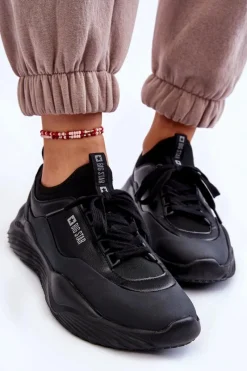 New Damskie Sneakersy Memory Foam System Big Star LL274419 Czarne Damskie Buty Sportowe Big Star|Sneakersy Damskie