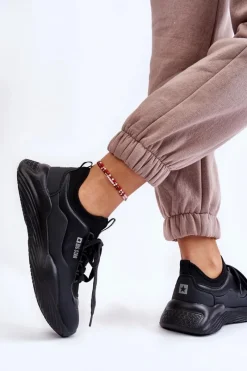 New Damskie Sneakersy Memory Foam System Big Star LL274419 Czarne Damskie Buty Sportowe Big Star|Sneakersy Damskie