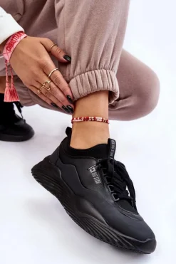 New Damskie Sneakersy Memory Foam System Big Star LL274419 Czarne Damskie Buty Sportowe Big Star|Sneakersy Damskie