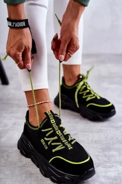 Best Big Star Shoes Damskie Sneakersy Memory Foam System Big Star KK274028 Czarne