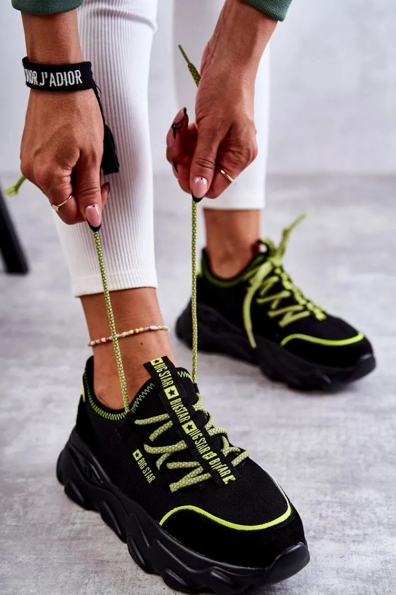 Best Big Star Shoes Damskie Sneakersy Memory Foam System Big Star KK274028 Czarne