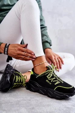 Best Big Star Shoes Damskie Sneakersy Memory Foam System Big Star KK274028 Czarne