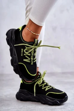 Best Big Star Shoes Damskie Sneakersy Memory Foam System Big Star KK274028 Czarne