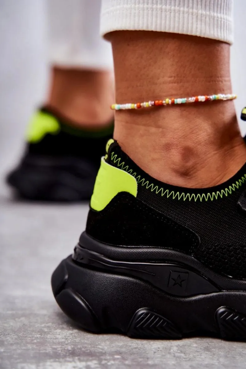 Best Big Star Shoes Damskie Sneakersy Memory Foam System Big Star KK274028 Czarne