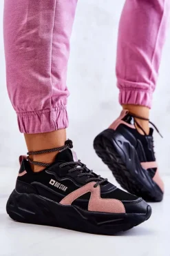 Online Damskie Sneakersy Memory Foam Big Star JJ274599 Czarno-Różowe Damskie Buty Sportowe Big Star|Sneakersy Damskie
