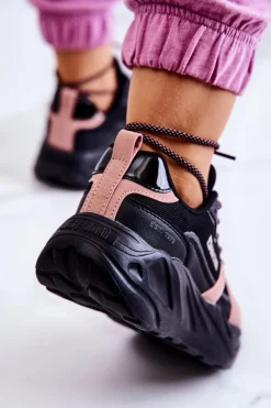 Online Damskie Sneakersy Memory Foam Big Star JJ274599 Czarno-Różowe Damskie Buty Sportowe Big Star|Sneakersy Damskie