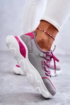 Best Damskie Sneakersy Memory Foam System Big Star KK274030 Szare Damskie Buty Sportowe Big Star|Sneakersy Damskie