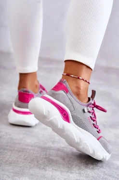 Best Damskie Sneakersy Memory Foam System Big Star KK274030 Szare Damskie Buty Sportowe Big Star|Sneakersy Damskie