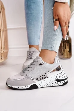 Online Boto Damskie Sneakersy Na Koturnie Srebrne Avery