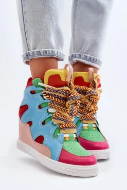 Boto Damskie Sneakersy Na Koturnie Multikolor Leoppa